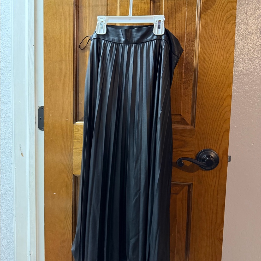 Zara Black A-Line Pleated Skirt